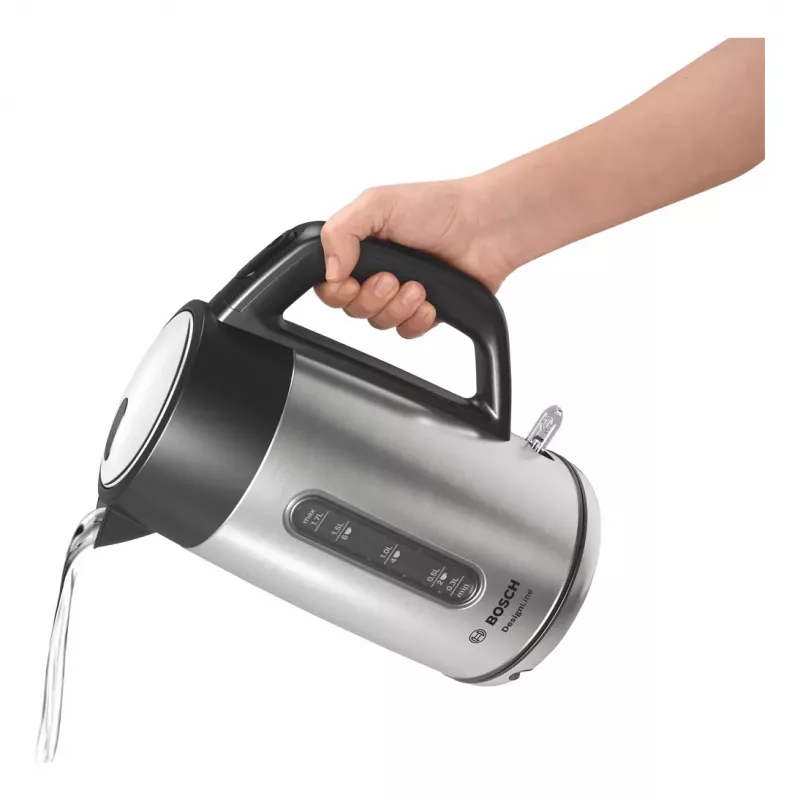 Bosch TWK4P440 elektriskā tējkanna 1.7 L 2400 W Melna, Nerūsējošais tērauds