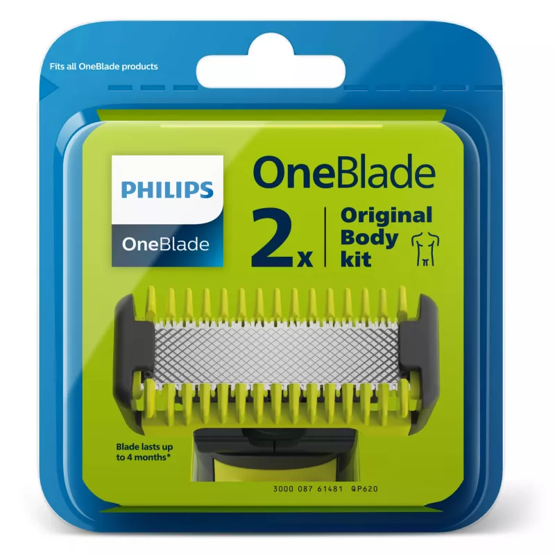 Philips Norelco OneBlade QP620/50 nomaināmie asmeņi, melni, 2 iepakojumā