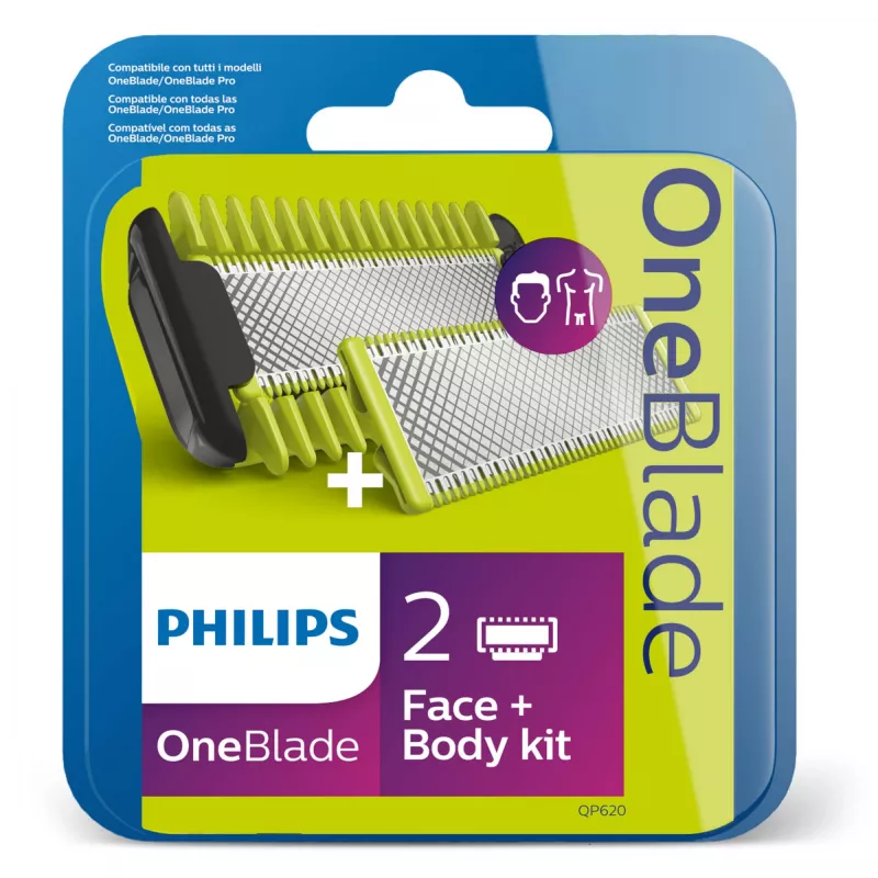 Philips Norelco OneBlade QP620/50 nomaināmie asmeņi, melni, 2 iepakojumā