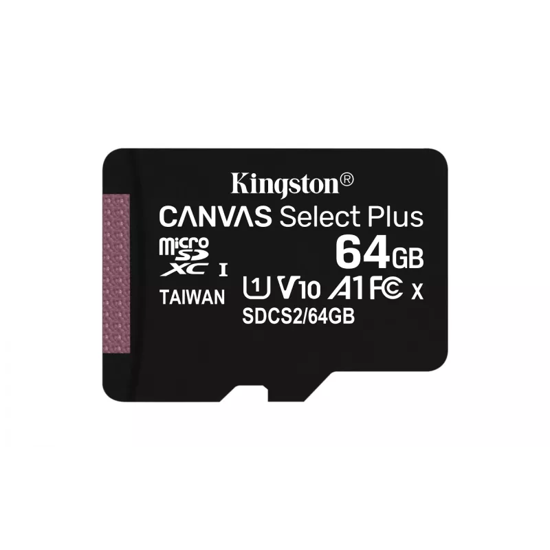 Kingston Canvas Select Plus 64GB microSDXC A1 C10 ātrgaitas atmiņas karte + adapteris
