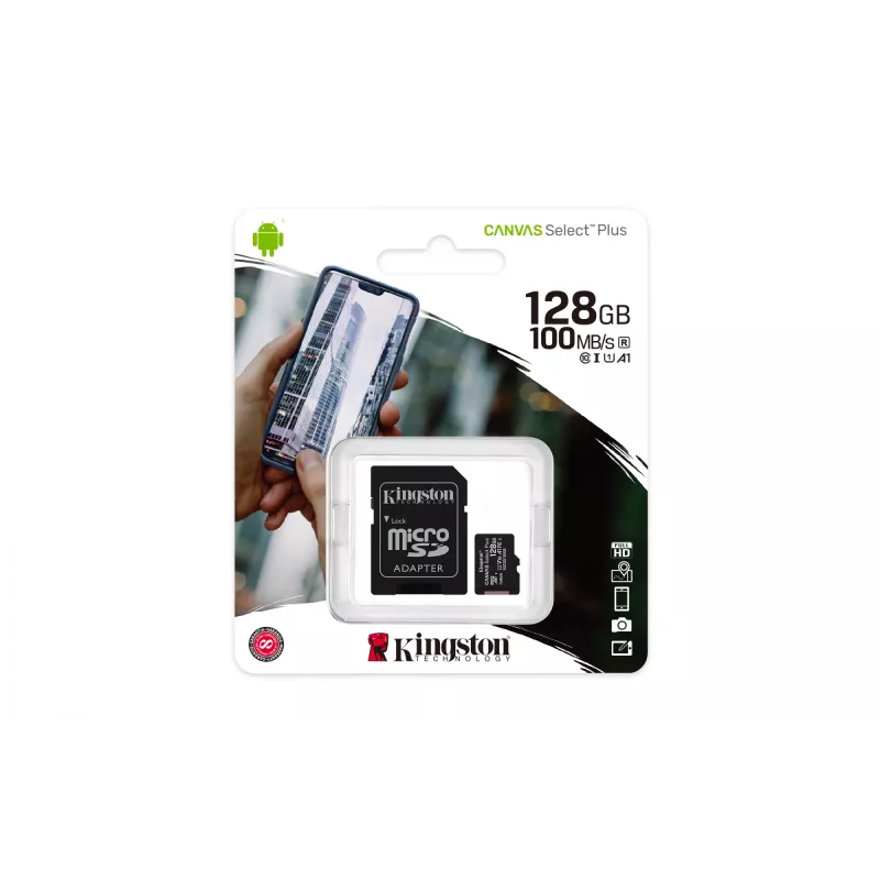Atmiņas karte Kingston Canvas Select Plus 128GB microSDXC UHS-I 100R A1 C10