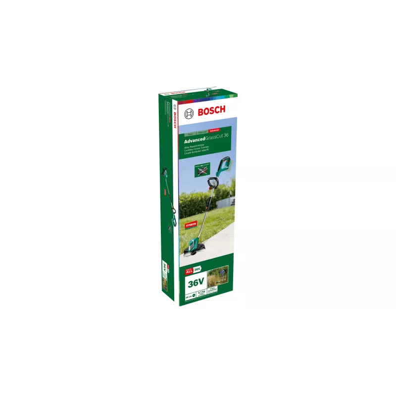 Bosch AdvancedGrassCut 36 bezvadu zāles trimmeris bez akumulatora un lādētāja, auklas trimmeris, 30 cm, neilona aukla, D-veida rokturis, 1,6 mm, 6 m