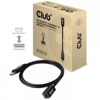 CLUB3D Mini DisplayPort 1.4 uz DisplayPort pagarinātājkabelis 8K60Hz DSC 1.2 HBR3 HDR abpusējs F/M 1m/3.28ft