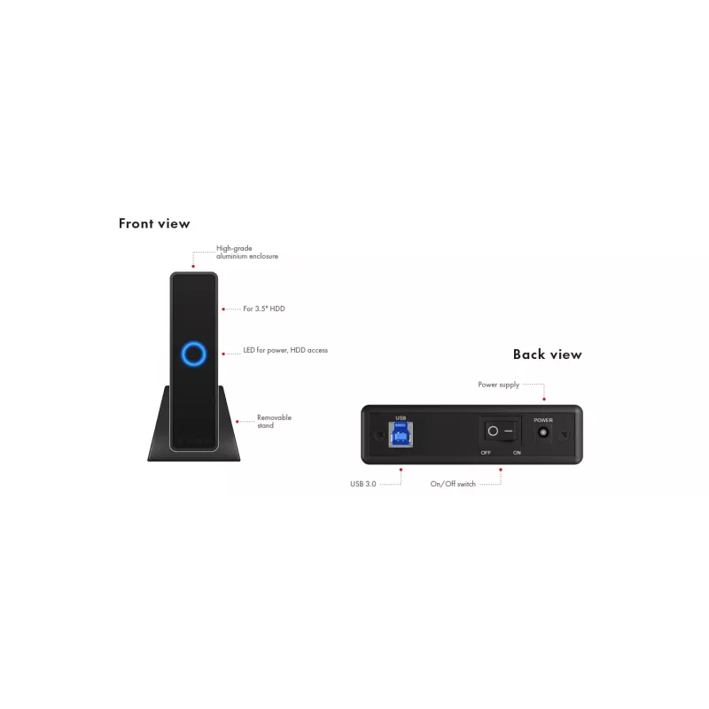 ICY BOX IB-377U3 HDD korpuss Melns 3.5 collu