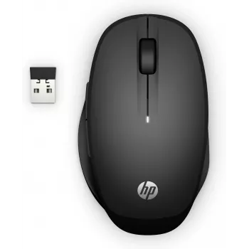 HP Dual Mode Black Mouse 300, labā roka, optiskā, RF bezvadu, 3600 DPI, melna