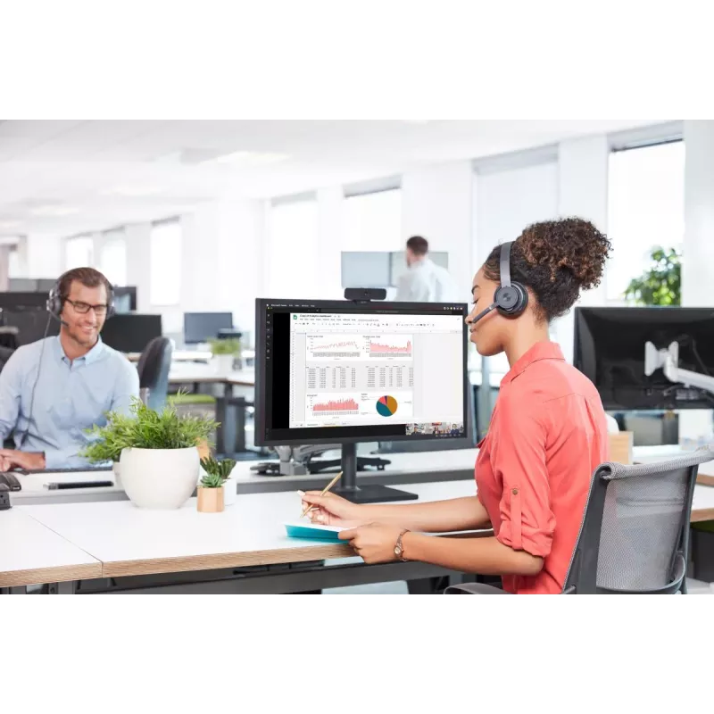 Logitech Zone Wireless MS 981-000854 bezvadu Bluetooth austiņas ar mikrofonu, uzliekamās, aktīva trokšņu slāpēšana, Qi uzlāde, Microsoft Teams, grafīta