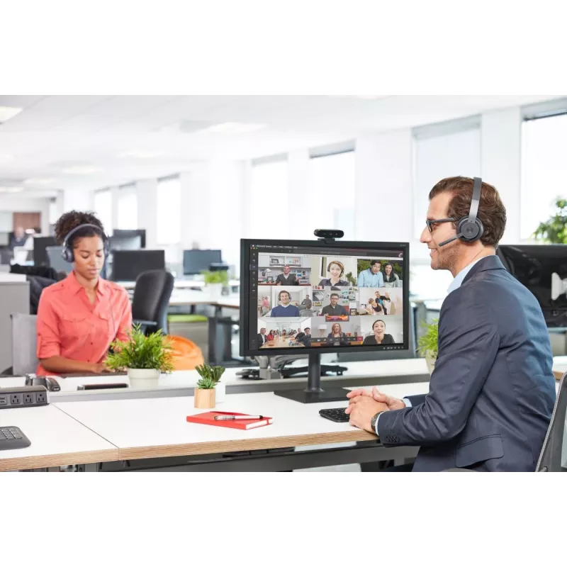 Logitech Zone Wireless MS 981-000854 bezvadu Bluetooth austiņas ar mikrofonu, uzliekamās, aktīva trokšņu slāpēšana, Qi uzlāde, Microsoft Teams, grafīta