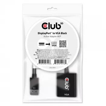 CLUB3D DisplayPort™ uz VGA aktīvs adapteris Melns M/F