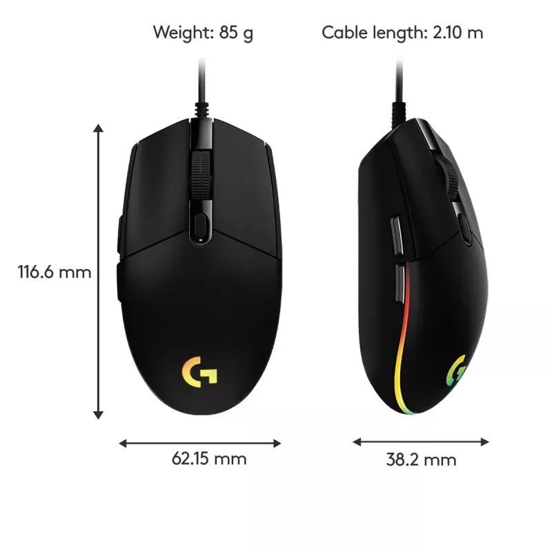 LOGITECH G203 Lightsync Gaming Mouse USB Melns