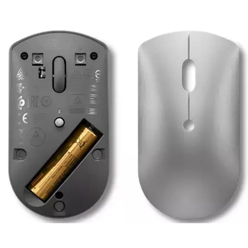 Optiskā Bluetooth pele Lenovo 600 — 2400 DPI, Bluetooth 5.0, divu ierīču savienojums, 3 pogas, rullītis, dzelzs pelēka