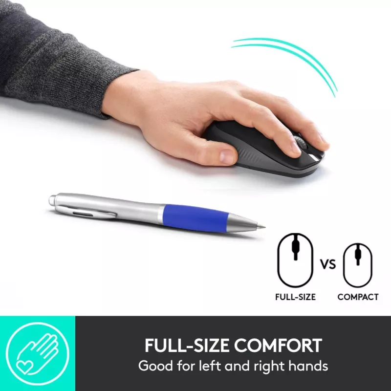 LOGITECH M190 Liela izmēra bezvadu pele Charcoal