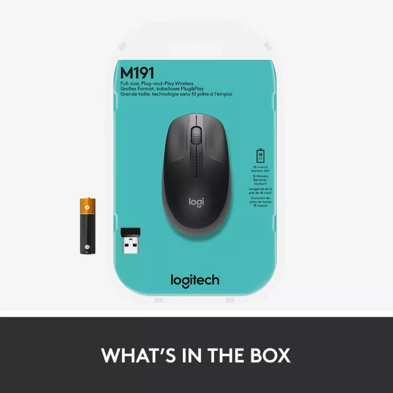LOGITECH M190 Liela izmēra bezvadu pele Charcoal
