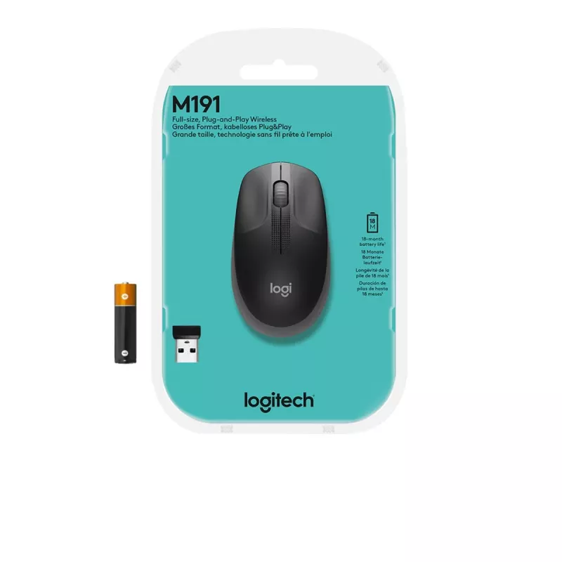 LOGITECH M190 Liela izmēra bezvadu pele Charcoal