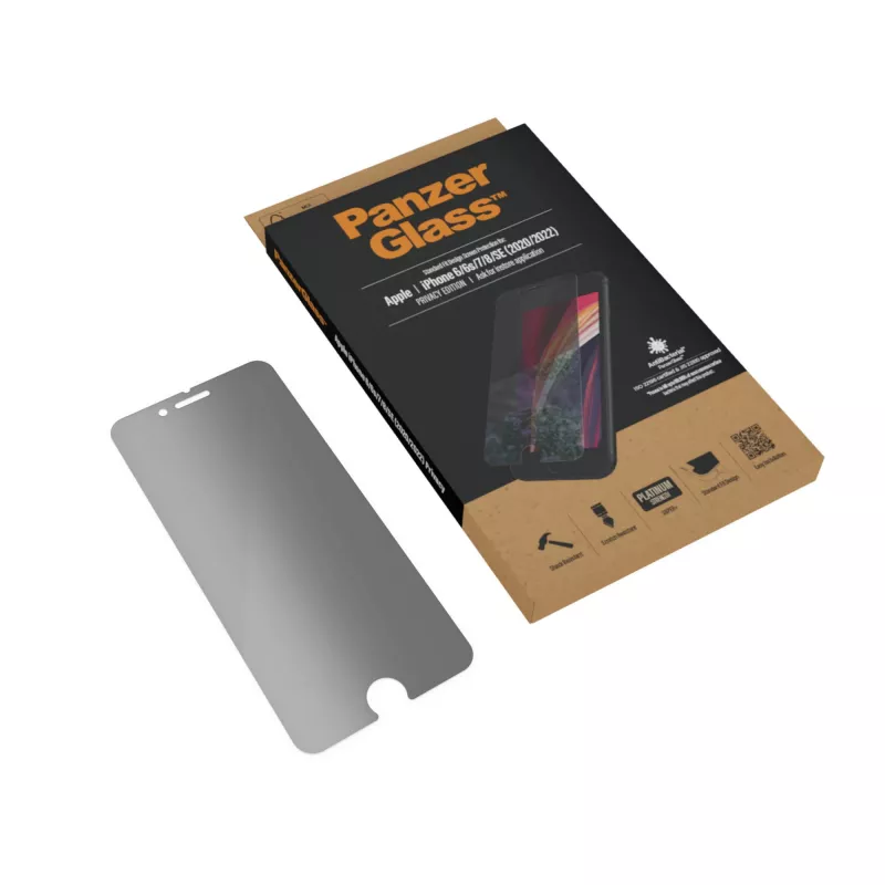 PanzerGlass ® Privātuma ekrāna aizsargs iPhone SE (2020/2022) | 8 | 7 | 6 | 6s | Standarta piegriezums