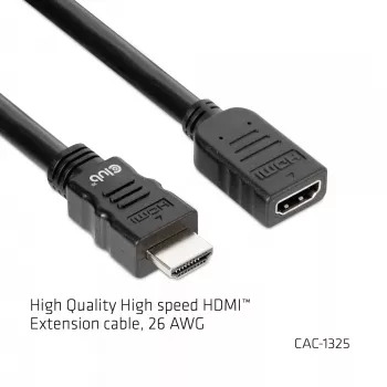 CLUB3D High Speed HDMI™ pagarinātājkabelis 4K60Hz M/F 5m/16.4ft 26 AWG