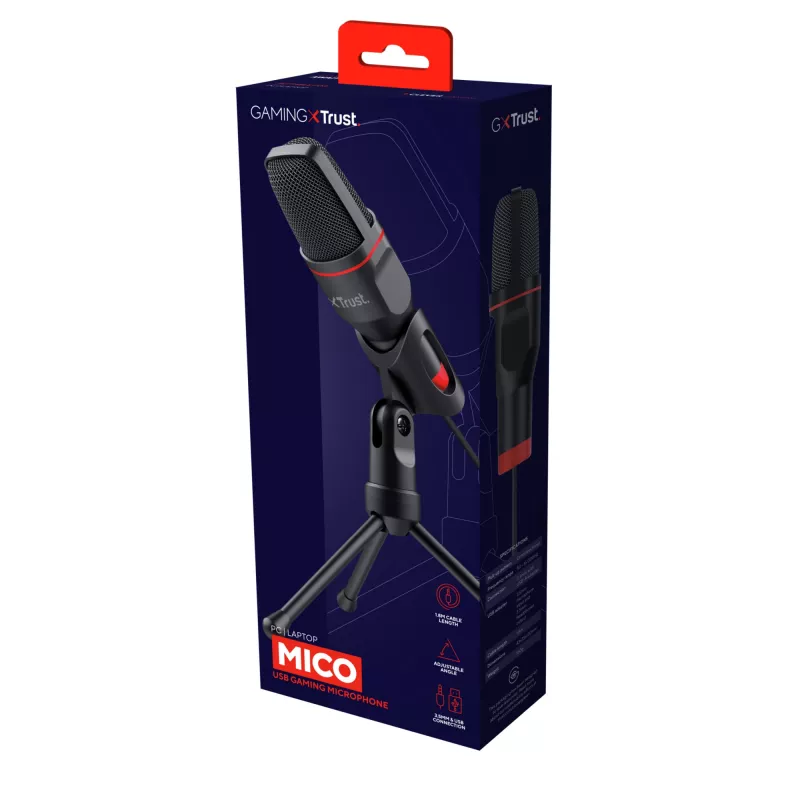 Trust GXT 212 Black, Red USB mikrofons ar statīvu