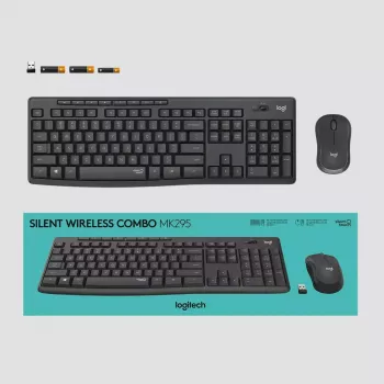 Logitech MK295 klusais bezvadu komplekts tastatūra pele RF bezvadu QWERTY US International Melns