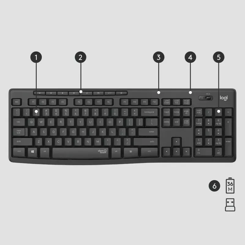 Logitech MK295 klusais bezvadu komplekts tastatūra pele RF bezvadu QWERTY US International Melns