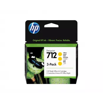 HP 712 3 iepakojums 29 ml Dzeltena DesignJet tintes kasetne