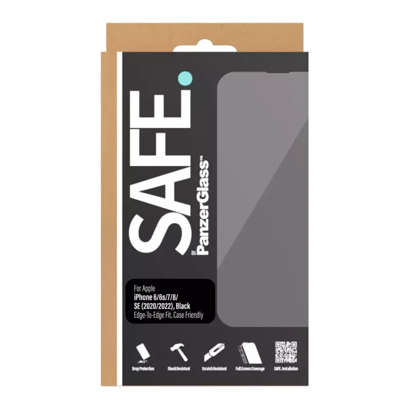 PanzerGlass SAFE. by ® Ekrāna aizsargs iPhone 8 | 7 | 6 | 6s | SE (2020/2022) | Mala-malā