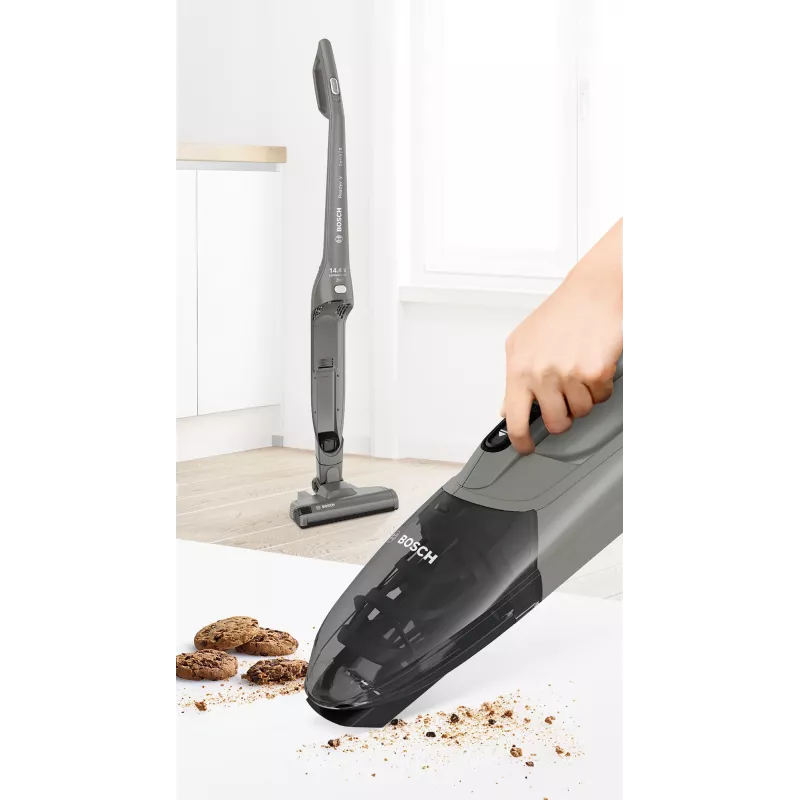Bosch Serie 2 BBHF214G 2-in-1 putekļsūcējs/slotas kombains, bezmaiss, pelēks
