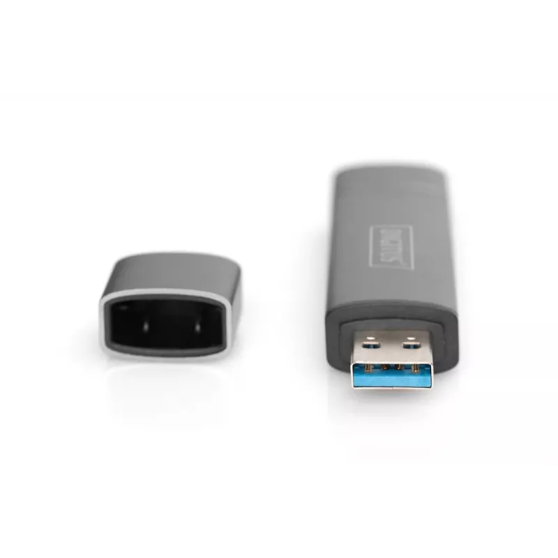 DIGITUS DA-70886 Kombinētais karšu lasītājs USB-C + USB 3.0, 1x SD, 1x MicroSD, 1x USB 3.0, pelēks
