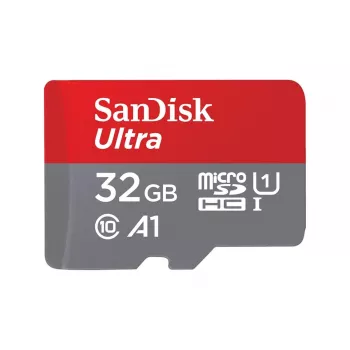 SanDisk 32GB Ultra microSDHC UHS-I atmiņas karte ar adapteri — 98MB/s, C10, U1, Full HD, A1
