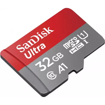 SanDisk 32GB Ultra microSDHC UHS-I atmiņas karte ar adapteri — 98MB/s, C10, U1, Full HD, A1