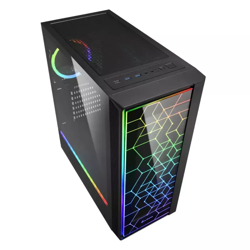 PC korpuss Sharkoon RGB LIT 100 Midi Tower Melns