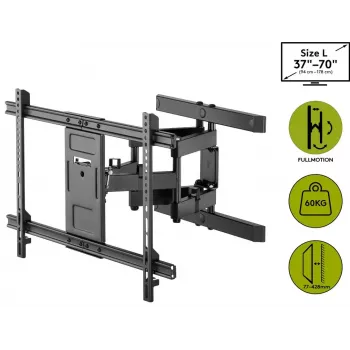 Goobay TV sienas stiprinājums Pro FULLMOTION (L) 60 kg 37-70 collas