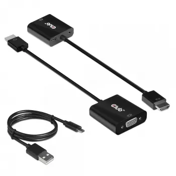 CLUB3D CAC-1302 video kabeļa adapteris 0.5 m HDMI Type A (Standard) VGA (D-Sub) Melns