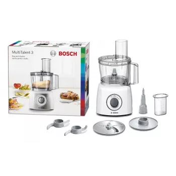 Virtuves kombains Bosch MCM3100W — 800 W, 2.3 L bļoda, 2 ātrumi, turbo, balts