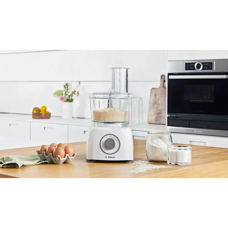 Virtuves kombains Bosch MCM3100W — 800 W, 2.3 L bļoda, 2 ātrumi, turbo, balts