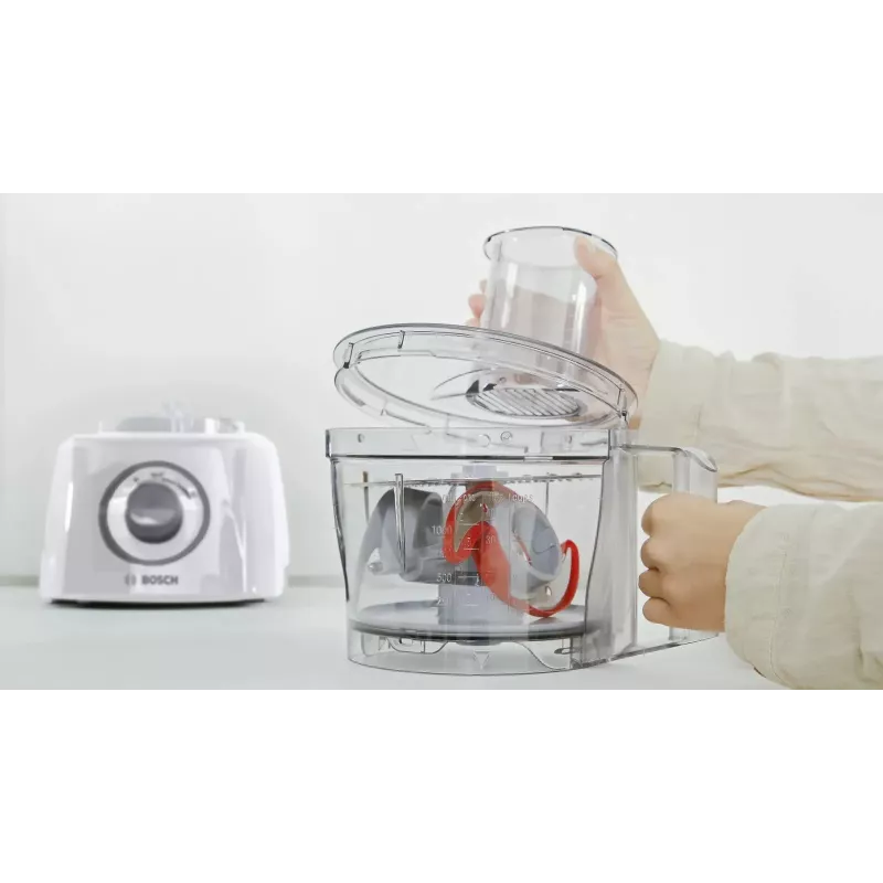 Virtuves kombains Bosch MCM3100W — 800 W, 2.3 L bļoda, 2 ātrumi, turbo, balts