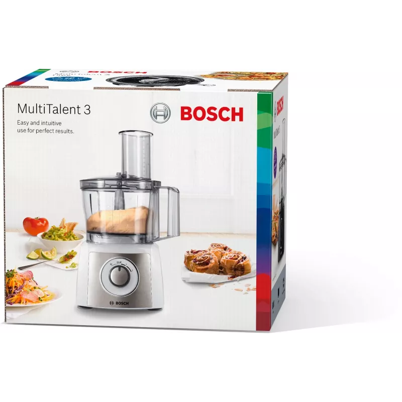 Virtuves kombains Bosch MCM3100W — 800 W, 2.3 L bļoda, 2 ātrumi, turbo, balts