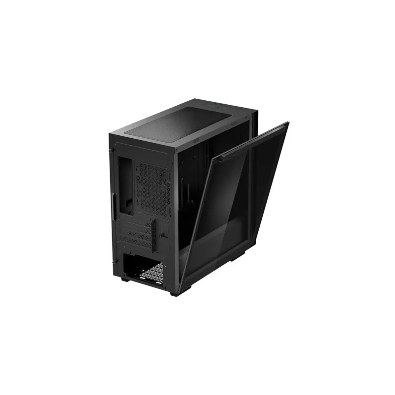 PC korpuss DeepCool MACUBE 110 Midi Tower Melns — microATX/Mini-ITX, rūdīts stikls, atbalsta GPU 320 mm, CPU dzesētājs 165 mm