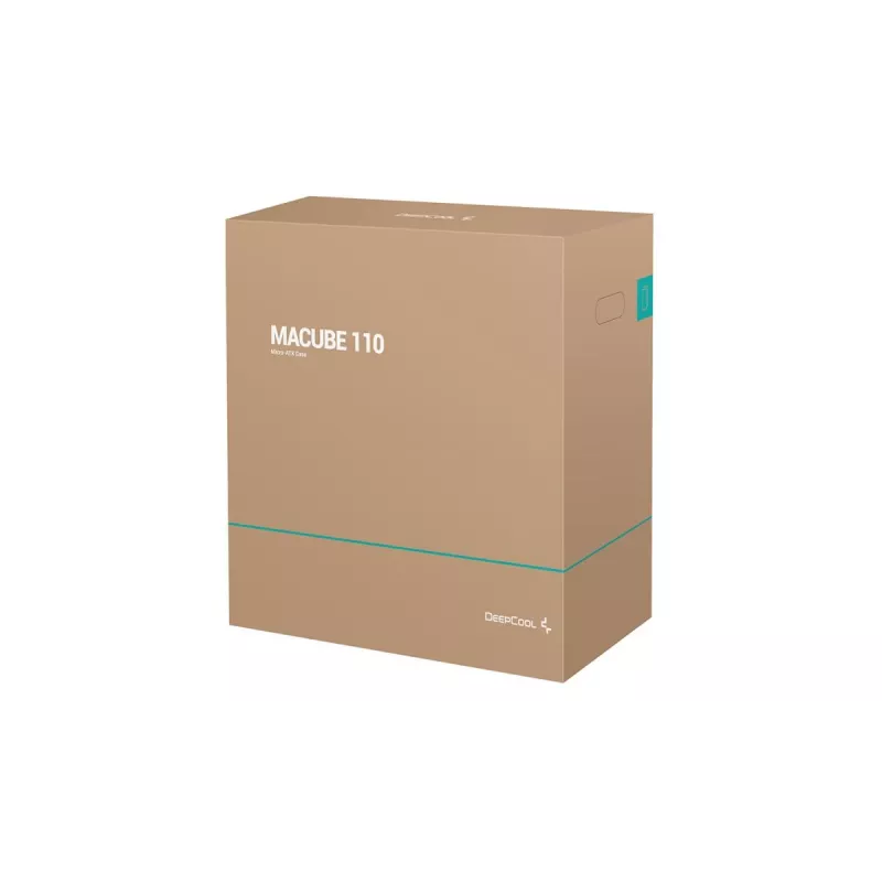 PC korpuss DeepCool MACUBE 110 Midi Tower Melns — microATX/Mini-ITX, rūdīts stikls, atbalsta GPU 320 mm, CPU dzesētājs 165 mm