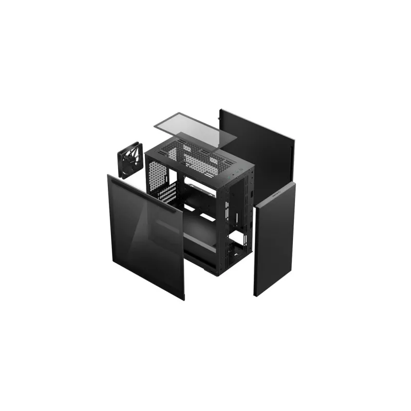 PC korpuss DeepCool MACUBE 110 Midi Tower Melns — microATX/Mini-ITX, rūdīts stikls, atbalsta GPU 320 mm, CPU dzesētājs 165 mm