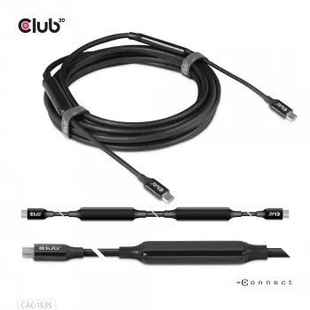 CLUB3D USB 3.2 Gen2 Type-C uz C aktīvs divvirzienu kabelis 8K60Hz M/M 5m/16.4ft