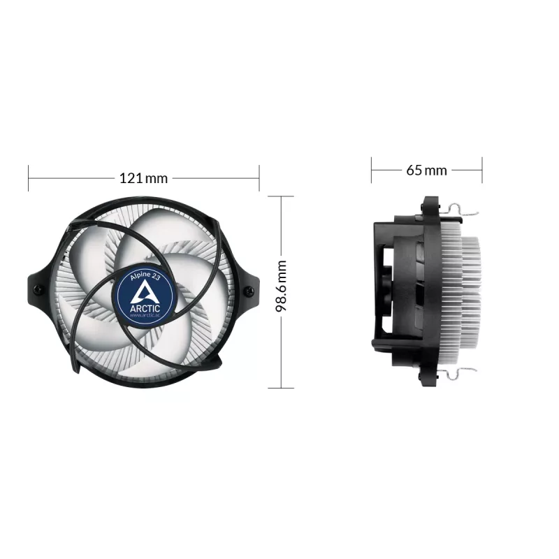 ARCTIC Alpine 23 - Kompakts AMD CPU dzesētājs, 9 cm ventilators, alumīnijs, melns