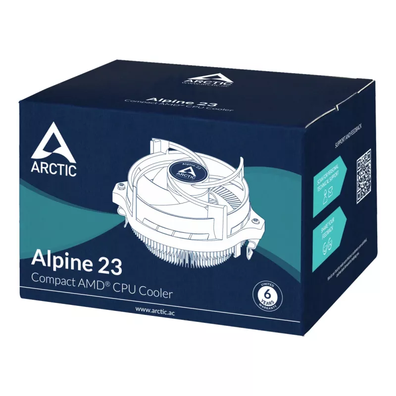 ARCTIC Alpine 23 - Kompakts AMD CPU dzesētājs, 9 cm ventilators, alumīnijs, melns