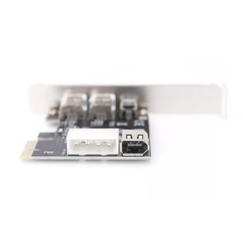 DIGITUS IEEE 1394a interfeisa karte, PCI-E, 3 porti: 1x ārējais 1394mini, 2x ārējie 1394a porti