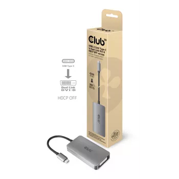CLUB3D USB3.2 Gen1 Type-C uz Dual Link DVI-D HDCP OFF versija Aktīvais Adapteris M/F Apple Cinema Displays