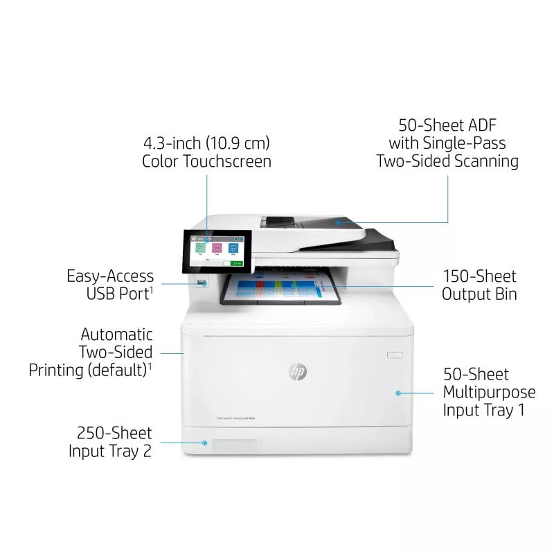 HP Color LaserJet Enterprise MFP M480f, lāzerkrāsu, 600 x 600 DPI, A4, tiešā drukāšana, balts, melns