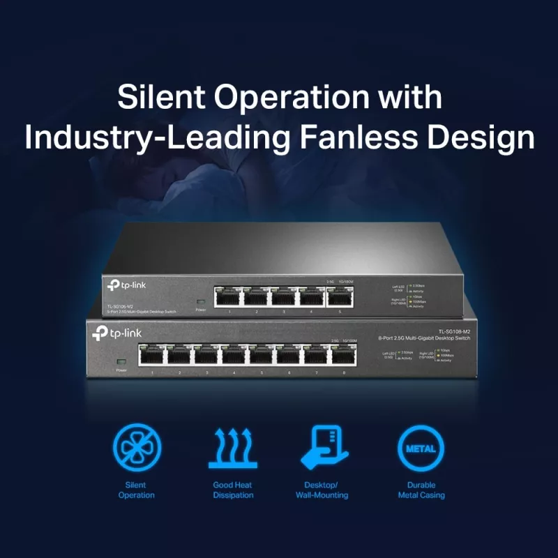 Nepārvaldāms slēdzis TP-Link TL-SG108-M2 8 portu 2.5G galddatora modelis