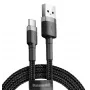 BASEUS Braided Cafule ātrās uzlādes kabelis - USB Type-A uz Type-C 2A - 3m - Pelēks/Melns (Neilons)