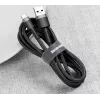 BASEUS Braided Cafule ātrās uzlādes kabelis - USB Type-A uz Type-C 2A - 3m - Pelēks/Melns (Neilons)