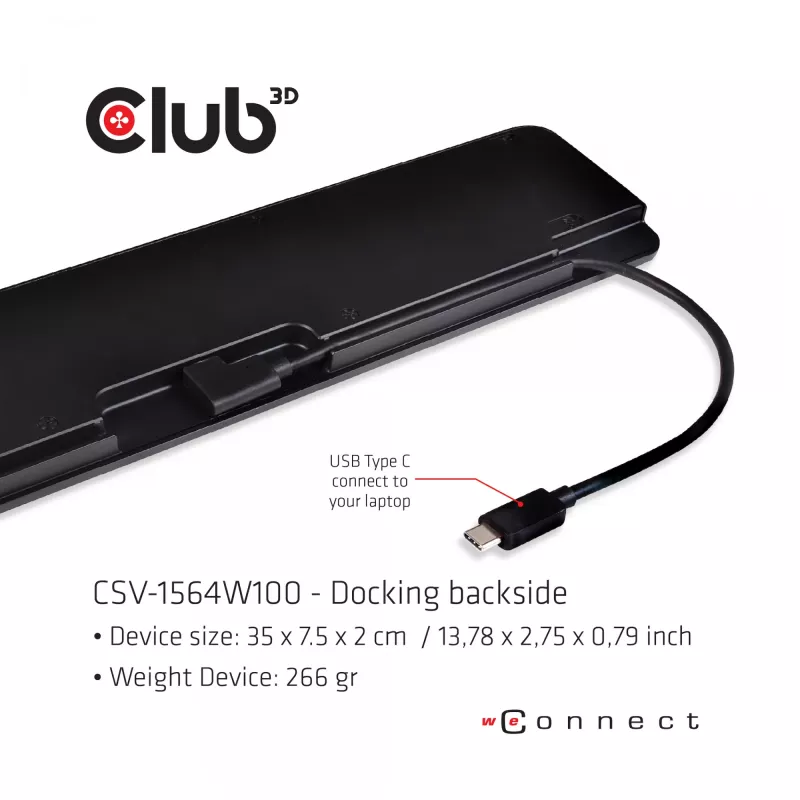 CLUB3D USB Type C 3.2 Gen1 Trīskāršā Displeja Dinamiskā PD Lādēšanas Dokstacija 100W PD Barošanas Avots
