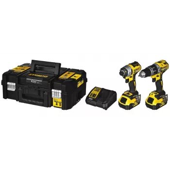 Bezvadu instrumentu komplekts DeWalt DCK266P2T — 18V, 2×5.0Ah akumulatori, triecienskloķis un kombinētais urbis, lādētājs, futrālis