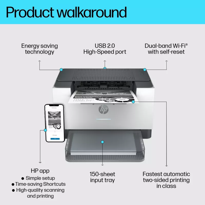 HP LaserJet M209dw printeris, lāzerprinteris, 600 x 600 DPI, A4, 29 lpp/min, divpusējā drukāšana, balts